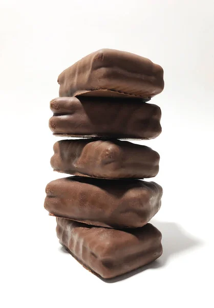 Chocolade Gearomatiseerd Voedsel Witte Achtergrond — Stockfoto
