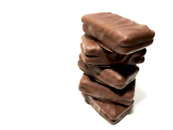 Chokolade Aromatiseret Mad Hvid Baggrund - Stock-foto