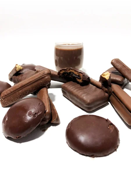 Шоколадна Смажена Їжа Білому Тлі — стокове фото