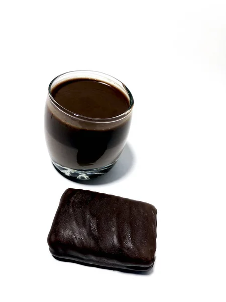 Comida Com Sabor Chocolate Fundo Branco — Fotografia de Stock