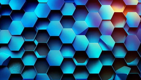 a hexagonal pattern in various shades of blue, a honeycomb. The pattern creates a sense of structure and order, making it perfect for use in designs that require a stable and balanced backdrop