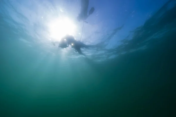 Freediver Está Nadando Oceano Pacífico Jolla Shores San Diego — Fotografia de Stock