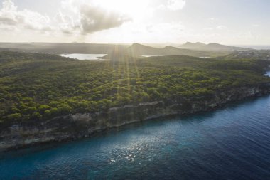 Karayip Denizi 'nin havadan deniz manzarası, Curacao