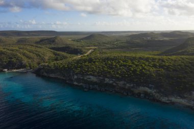 Karayip Denizi 'nin havadan deniz manzarası, Curacao