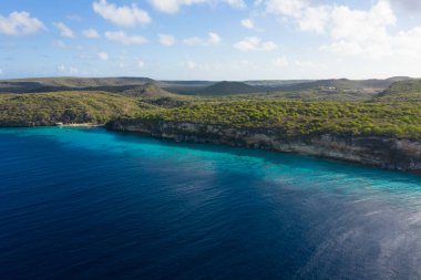 Karayip Denizi 'nin havadan deniz manzarası, Curacao