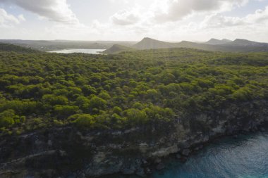 Karayip Denizi 'nin havadan deniz manzarası, Curacao