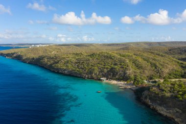 Karayip Denizi 'nin havadan deniz manzarası, Curacao