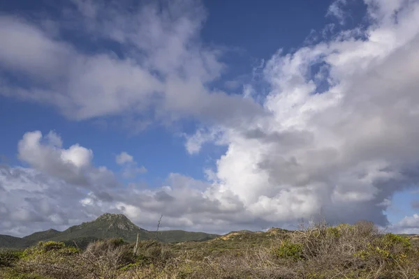 Bulutlu gökyüzü ile Curacao adasının muhteşem manzarası