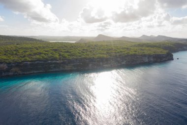 Karayip Denizi 'nin havadan deniz manzarası, Curacao