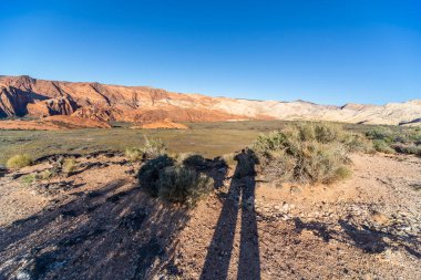 Karlı Kanyon, Utah, ABD 'deki dağları ve otlakları gören manzara..