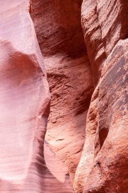 Dalgalı ve pürüzsüz kaya duvarları olan bir kanyonda manzara, Canyon X, Arizona, ABD