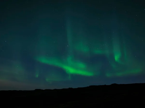 Paisagem Com Luzes Norte Aurora Boreal Sobre Península Reykjanes Islândia — Fotografia de Stock