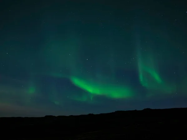 Paesaggio Con Luci Del Nord Aurora Borealis Sulla Penisola Reykjanes — Foto Stock