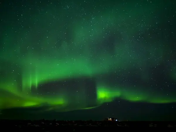 Landschaft Mit Nordlichtern Aurora Borealis Über Der Halbinsel Reykjanes Island — Stockfoto