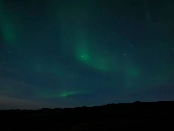 Krajobrazy Północnymi Światłami Aurora Borealis Nad Półwyspem Reykjanes Islandia — Zdjęcie stockowe