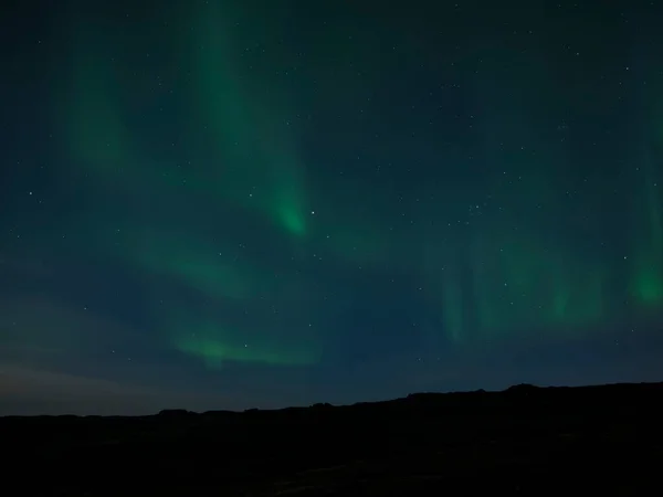 Τοπίο Βόρεια Φώτα Βόρειο Σέλας Πάνω Από Χερσόνησο Reykjanes Ισλανδία — Φωτογραφία Αρχείου
