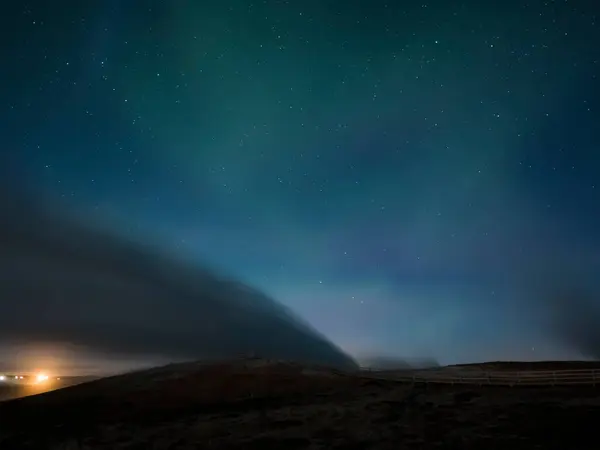 Tájkép Északi Fényekkel Aurora Borealis Reykjanes Félsziget Felett Izland — Stock Fotó