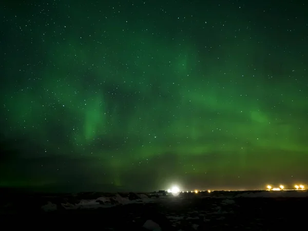 Сцени Північним Світлом Aurora Borealis Над Півостровом Рейк Янес Ісландія — стокове фото