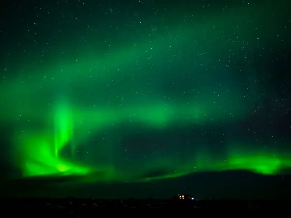 Krajina Severními Světly Aurora Borealis Nad Poloostrovem Reykjanes Island — Stock fotografie