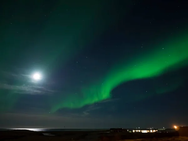 Paysage Avec Aurores Boréales Aurora Borealis Dessus Péninsule Reykjanes Islande — Photo