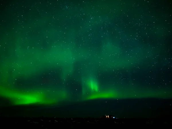 Landschap Met Noorderlicht Aurora Borealis Boven Reykjanes Schiereiland Ijsland — Stockfoto