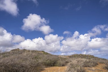 Bulutlu gökyüzü ile Curacao adasının muhteşem manzarası