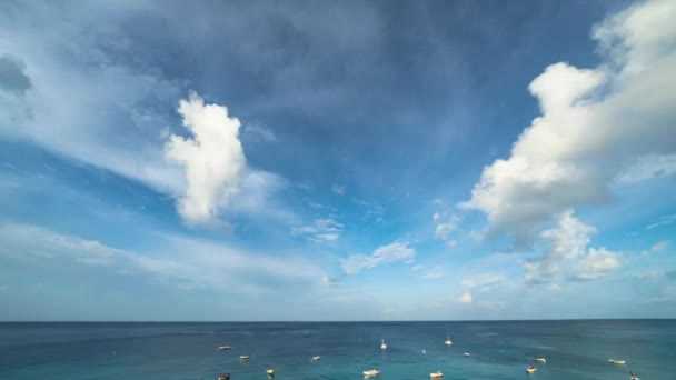 加勒比海上空云彩飘扬 时光流逝 — 图库视频影像
