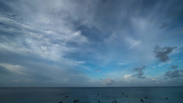 加勒比海上空云彩飘扬 时光流逝 — 图库视频影像