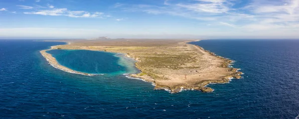 Luftaufnahme Der Küste Von Curacao Der Karibik Mit Türkisfarbenem Wasser — Stockfoto
