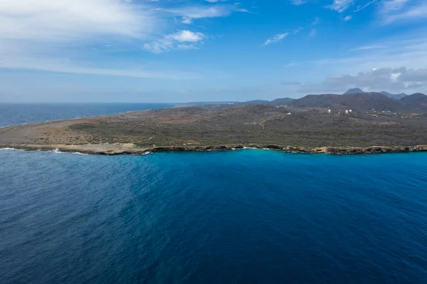 Вид Воздуха Красивое Побережье Кюрасао Карибском Море — стоковое фото