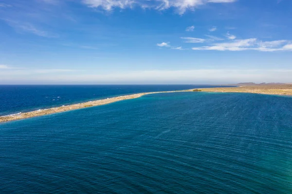 Uitzicht Vanuit Lucht Kust Van Curacao Caribische Zee Met Turquoise — Stockfoto