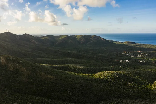 Widok Lotu Ptaka Nad Scenerią Curacao Karaiby Oceanem Pięknym Niebem — Zdjęcie stockowe