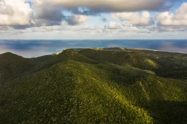 stock image Aerial view above scenery of Curacao, Caribbean with ocean and beautiful sky