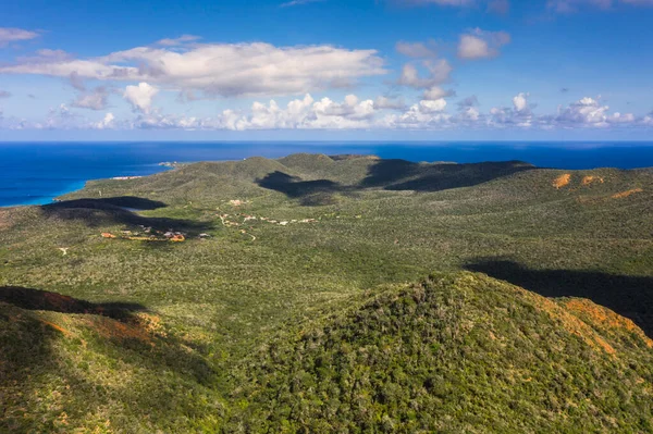 Αεροφωτογραφία Πάνω Από Τοπίο Του Κουρασάο Καραϊβική Ωκεανό Και Όμορφο — Φωτογραφία Αρχείου