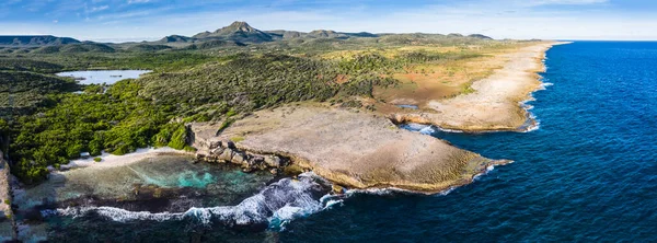 Панорамний Вид Краєвиди Кюрасао Карибський Басейн Океаном Узбережжям — стокове фото