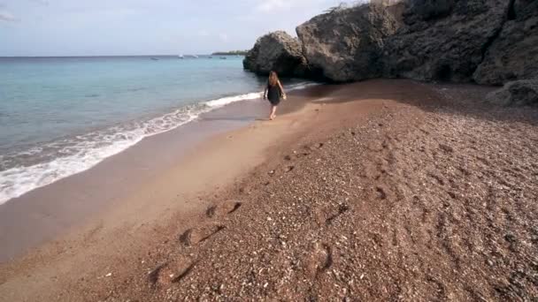 Γυναίκα Στην Παραλία Στην Καραϊβική — Αρχείο Βίντεο