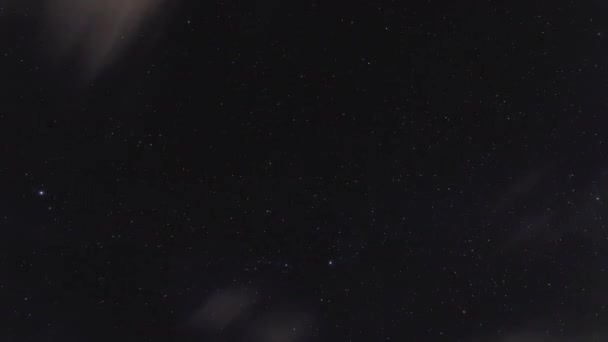 Χρονικό Κενό Του Νυχτερινού Ουρανού Αστέρια Δορυφόρους Και Μετεωρίτες Περσείδες — Αρχείο Βίντεο