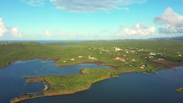Vista Aérea Sobre Paisaje Curazao Caribe Con Océano Costa — Vídeo de stock