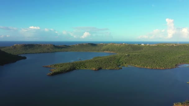 Widok Lotu Ptaka Nad Krajobrazem Curacao Karaiby Oceanem Wybrzeżem — Wideo stockowe
