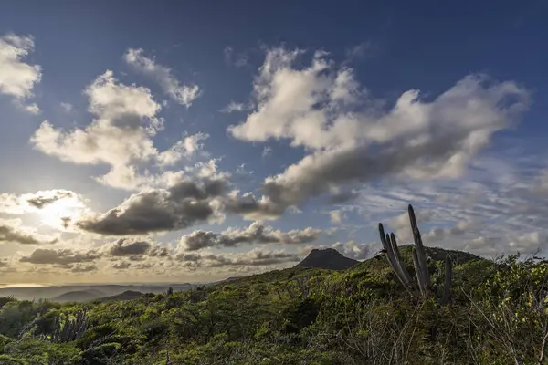 Vista Panorâmica Céu Com Nuvens Ilha Caribe — Fotografia de Stock