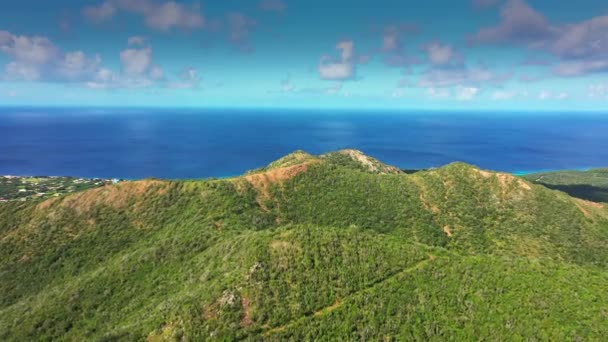 Вид Повітря Над Краєвидами Куракао Карибське Море Океаном Узбережжям Горами — стокове відео