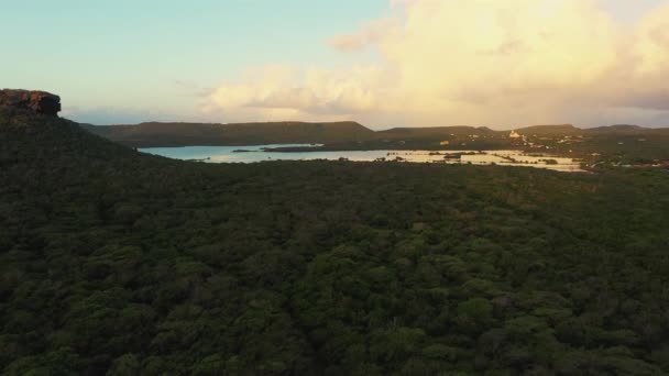 Αεροφωτογραφία Πάνω Από Τοπίο Του Κουρασάο Της Καραϊβικής Τον Ωκεανό — Αρχείο Βίντεο