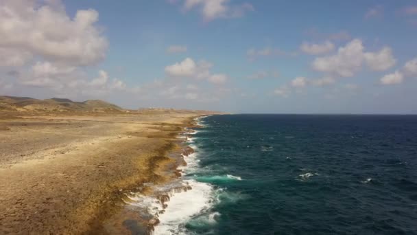 カリブ海の島の海岸沿いの空中ビュー — ストック動画