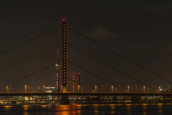 Night Scenery River Rhine Dusseldorf Germany — Stock Photo, Image