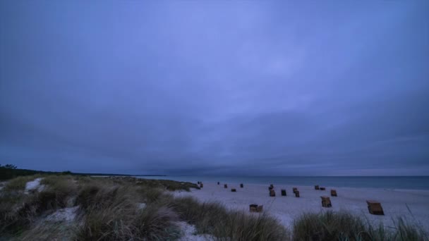 Tempo Lapso Queda Cenário Praia Areia Mar Báltico Com Mudança — Vídeo de Stock