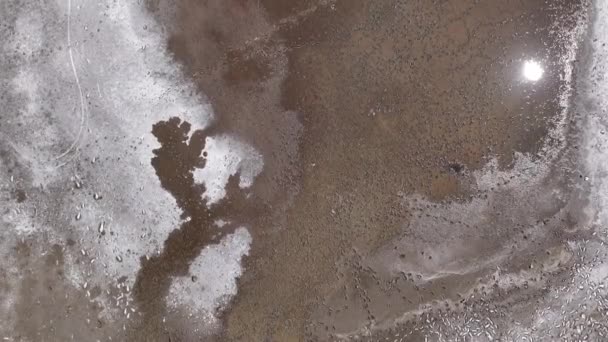 カリブ海の塩工のパターン 空中ビュー — ストック動画