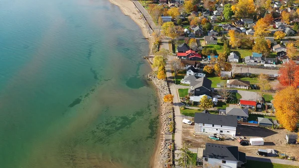 Een Luchtfoto Van Turkey Point Ontario Canada Herfst — Stockfoto
