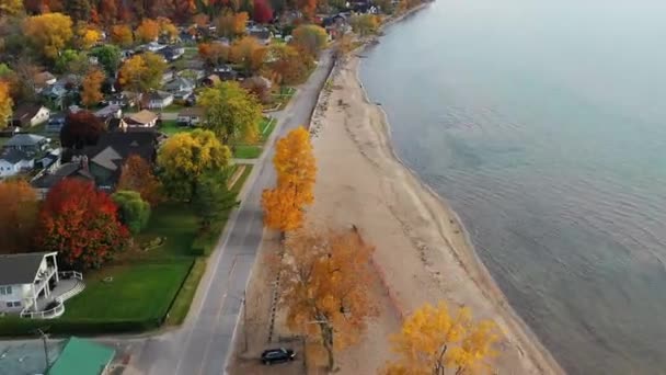 Aerial Hyperlapse View Turkey Point Ontario Canada Autumn — Stock video