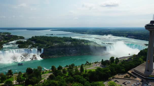 加拿大安大略省尼亚加拉瀑布的马蹄瀑布上空4K — 图库视频影像