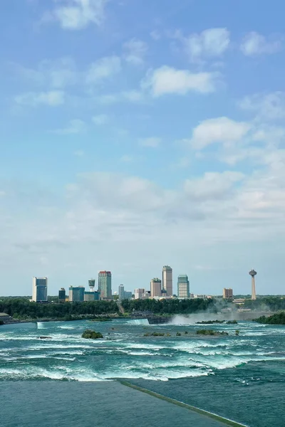Una Verticale Aerea Dello Skyline Delle Cascate Del Niagara Ontario — Foto Stock